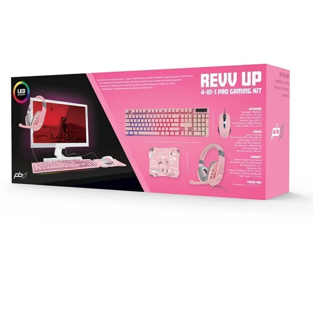 Gaming Combo, 4-Piece Set in Light Pink